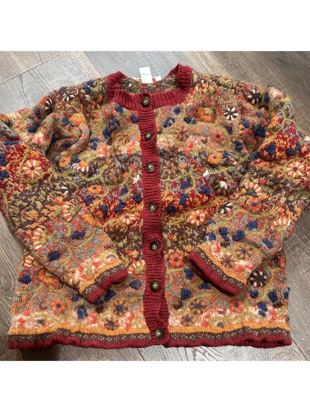 Talbots Women's Multi and Red Cardigan